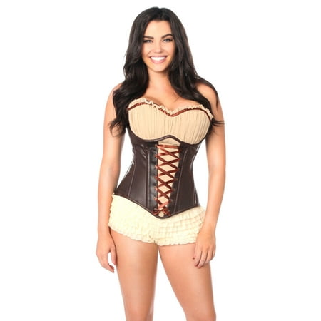 

Daisy Corsets Faux Leather Steel Boned Ren Faire Corset Brown Faux Leather Corset