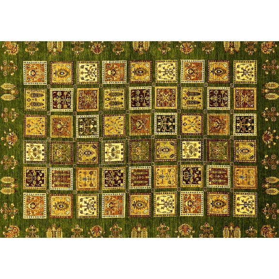 Ahgly Company Indoor Rectangle Abstract Yellow Modern Area Rugs, 5' x 7'