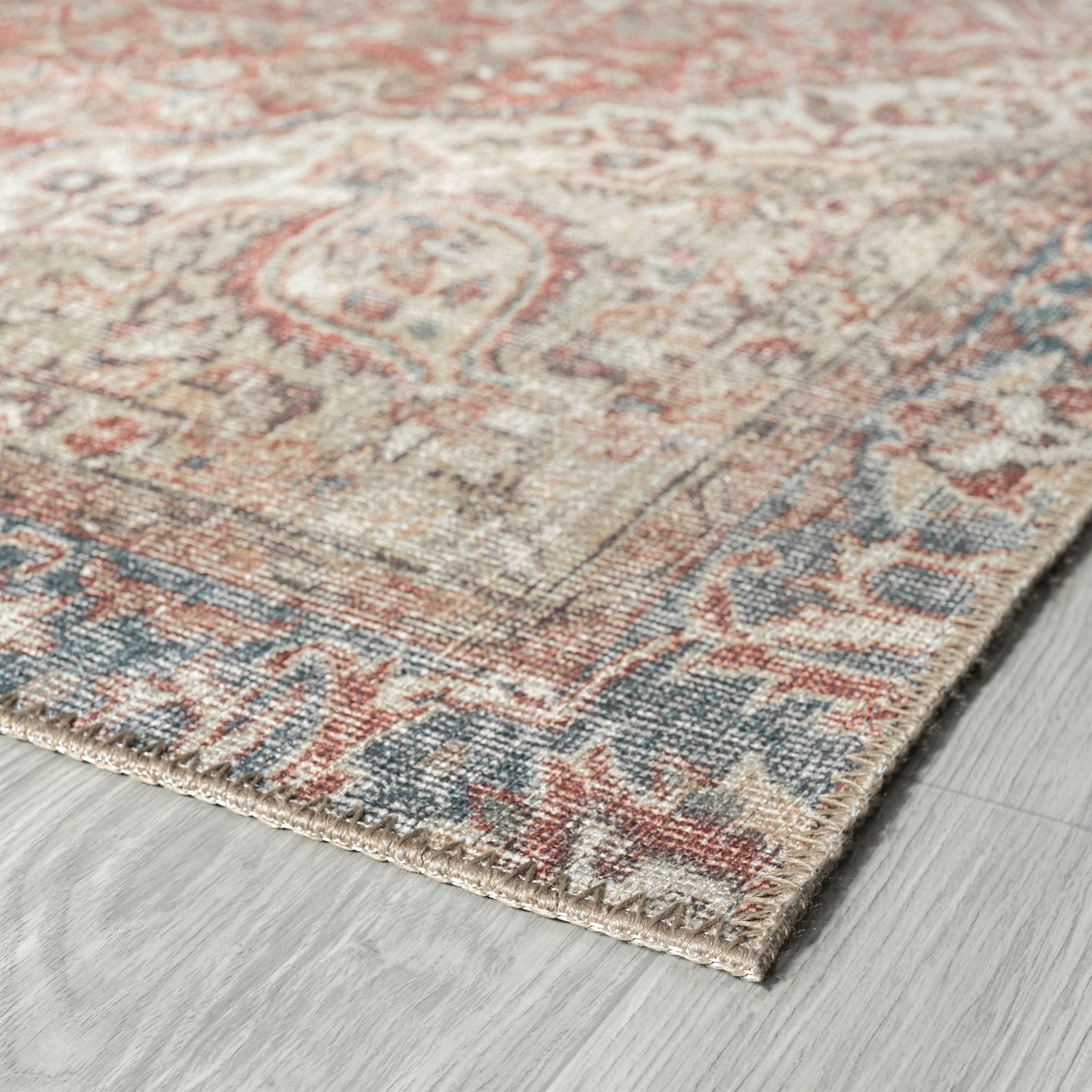 Traditional 8x10 Area Rug (7'11'' x 10'3'') Oriental Rust, Beige Living Room Easy to Clean Machine Washable