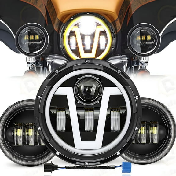 For Harley-Davidson Electra Glide Ultra Classic 7" LED Headlight 4.5" Fog Lights