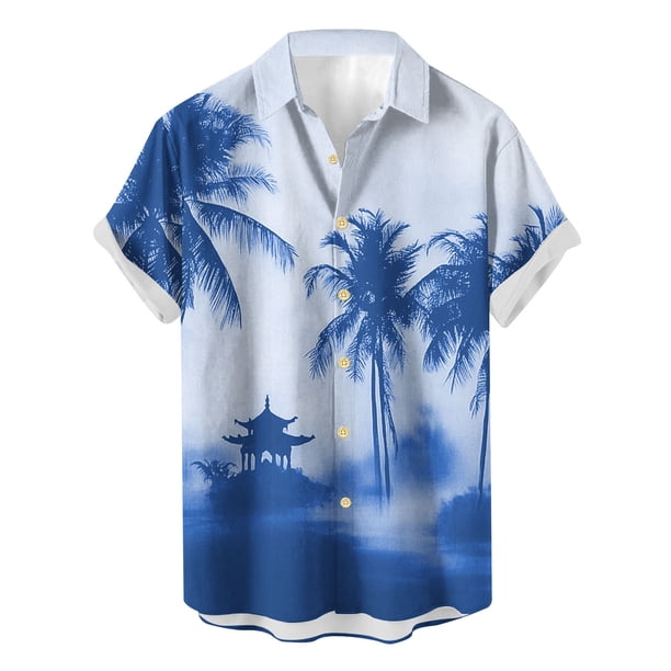 Camisetas de Lino para Hombres Vintage Bowling Manga Corta Cuello Cubano, Retro Playa Y Verano Hombre Manga Corta Botón Abajo Camisetas