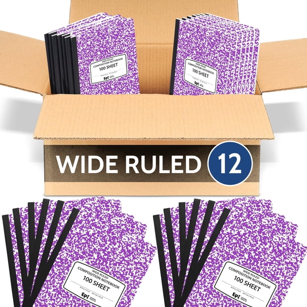 Cuaderno de composición EPI Marble de 12 unidades, morado, 24.7 x 19 cm