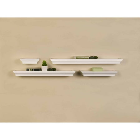 Regency Wall Shelf - Melannco Set of 4 White Wall Shelves in Assorted Sizes