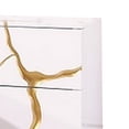 thumbnail image 3 of Benjara 24 Inch Nightstand, 2 Drawers, Gold Details, Metal Base, White Wood, 3 of 6