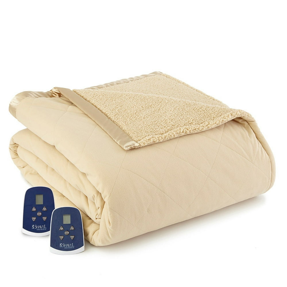 Shavel Home Products Micro Flannel® Reverse to Sherpa Electric Blanket, Queen, Chino Walmart
