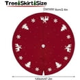 thumbnail image 3 of Qpout 48inches Christmas Tree Skirt with Beads Snowflake Christmas Tree Elk Embroider Knitted Red Xmas Carpet Tree Skirt Strap Fixation Holiday Decorations, 3 of 7