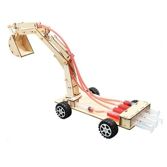 Science Experiment Toy, Hydraulic Excavator Model Kids Friendly Easy To Assemble Wooden Hand Made for DIY for Students