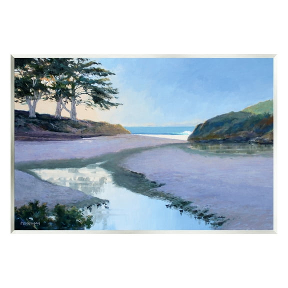 Stupell Seaside Riverbank Beach Shore Landscape Painting Wall Plaque Unframed Art Print Wall Art