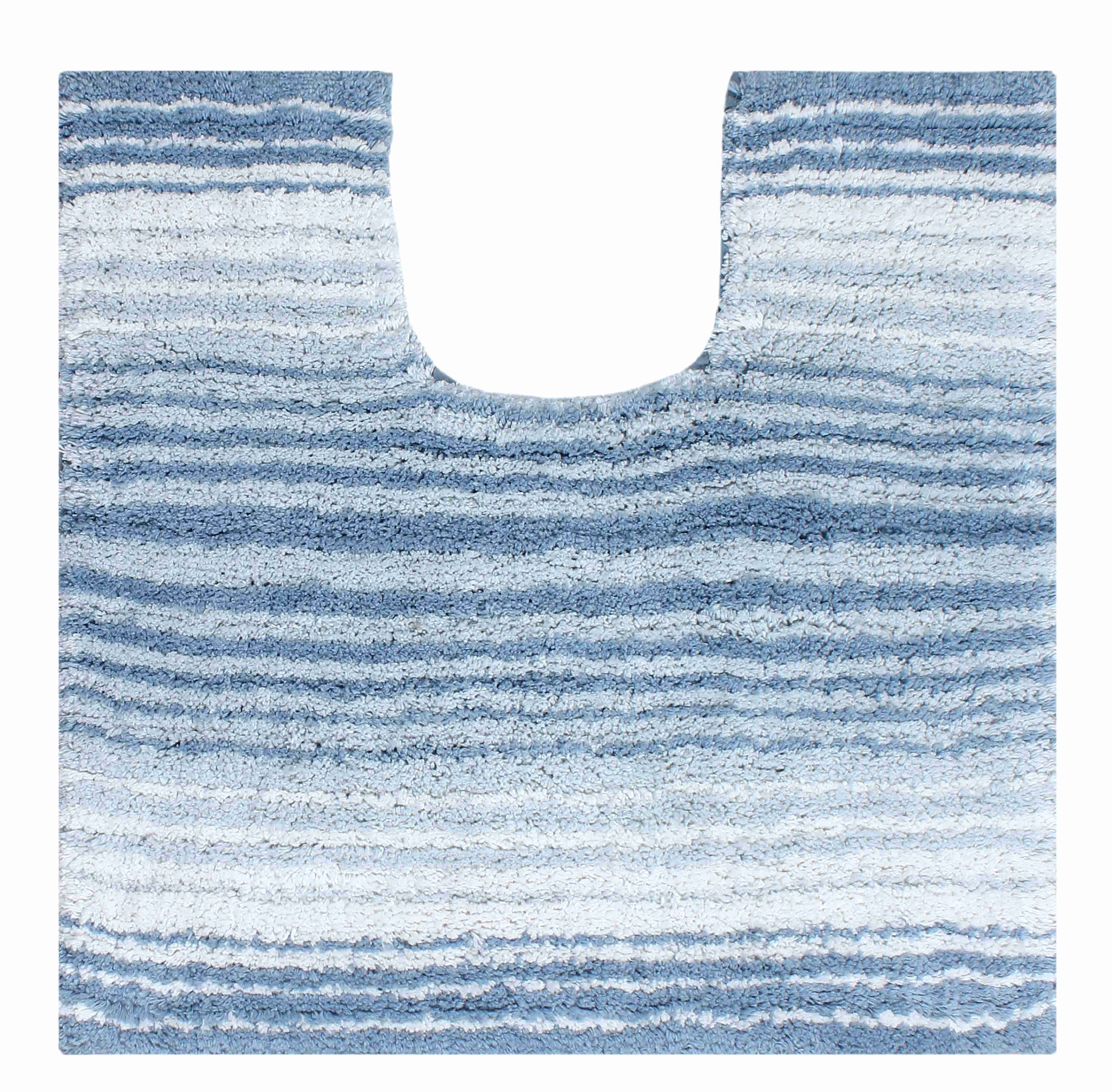Home Weavers Gradation Collection Toilet Rugs U Shaped Contour, Thick Toilet Rug, Non-Slip Contour Mat for Bathroom Rug,100% Cotton Soft, Absorbent Water, Machine Washable, 20"x20" Contour, Blue
