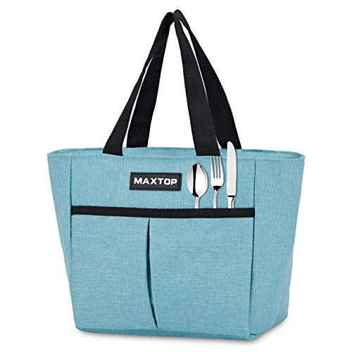 Tote Bag perfect gifts for women for Office Work Picnic School MAXTOP Insulated Lunch Bags for Women,thermal Lunch Tote with Front Pocket Blue