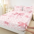 thumbnail image 3 of jejeloiu Ribbon Bowknot Print Full Size Sheets,Classic Geometric Checkered Bed Sheets For Kids 4 Pieces, 3 of 7