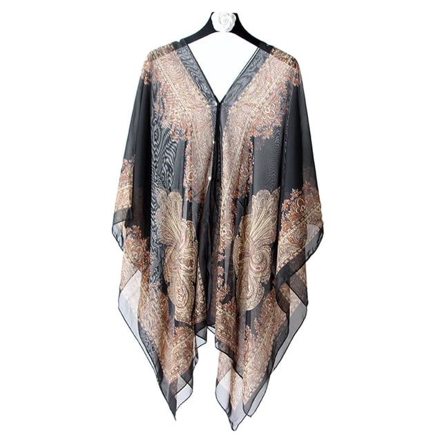 CAIROYAR Vestido tipo poncho de playa para mujer, perfecto para el verano, bikini, caftán, traje de baño I9