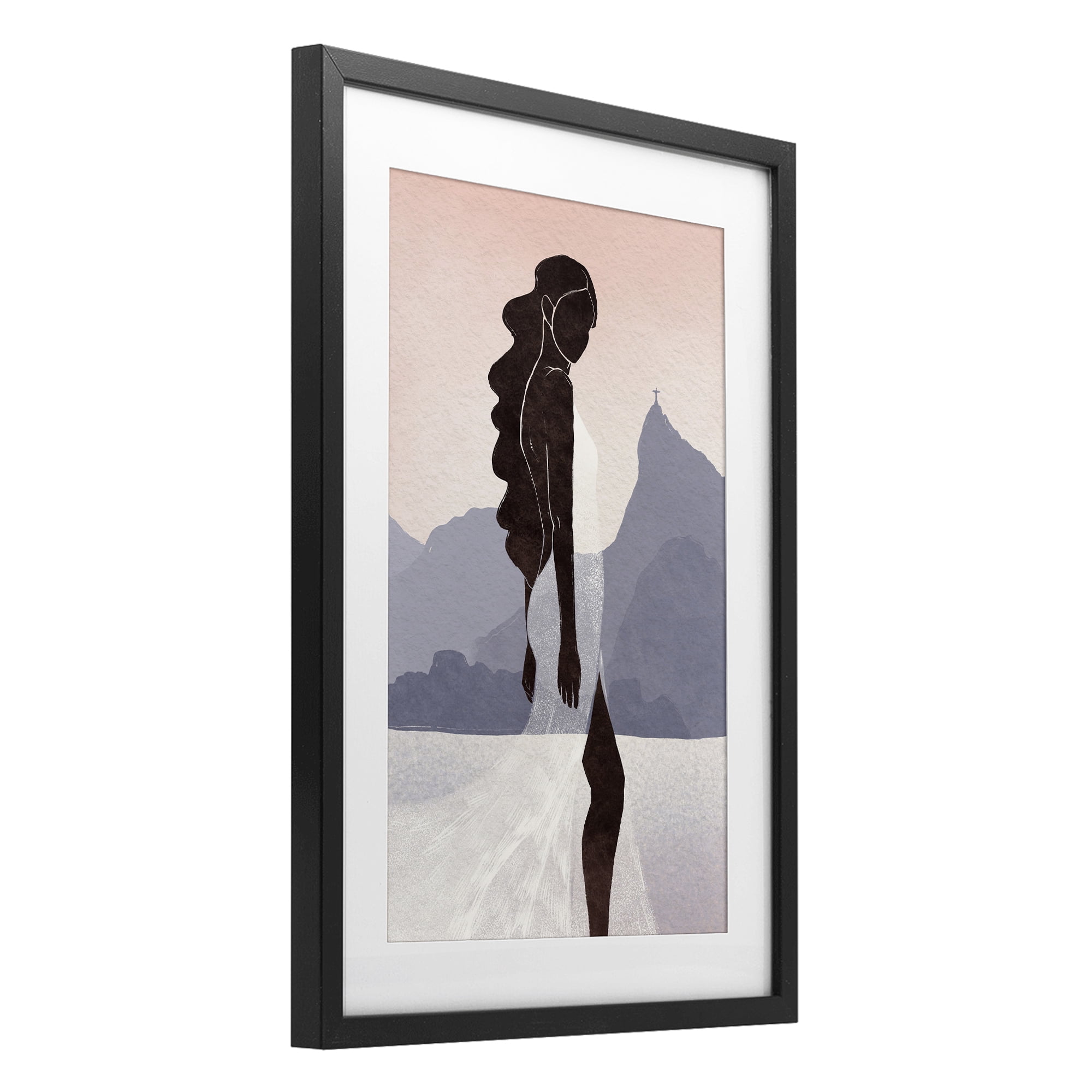 Stupell Industries Garota Silhouette Portrait Black Framed Print Under Glass, design by Yuyu Pont