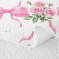 thumbnail image 5 of Erosebridal Watercolor Rose Bed Spread Queen,Ribbon Bow Floral Queen Coverlet Set For Girls,3pcs, 5 of 7