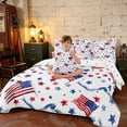 thumbnail image 3 of Manfei Watercolor American Flag King Bedding, Patriotic Star Ribbon King Bed in a Bag, Red Blue White, Polka Dots Reversible 7pcs, 3 of 6