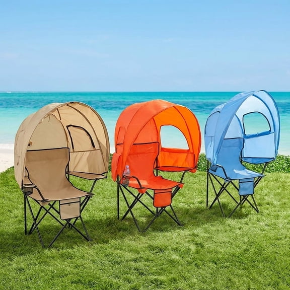 BrylaneHome Oversized Camp Chair With Canopy