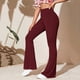 thumbnail image 2 of Pantalones de yoga acampanados con cintura alta elástica para mujer - Tejido acanalado, poliéster, largo completo, informal/deportivo - XS-XL, 2 of 8