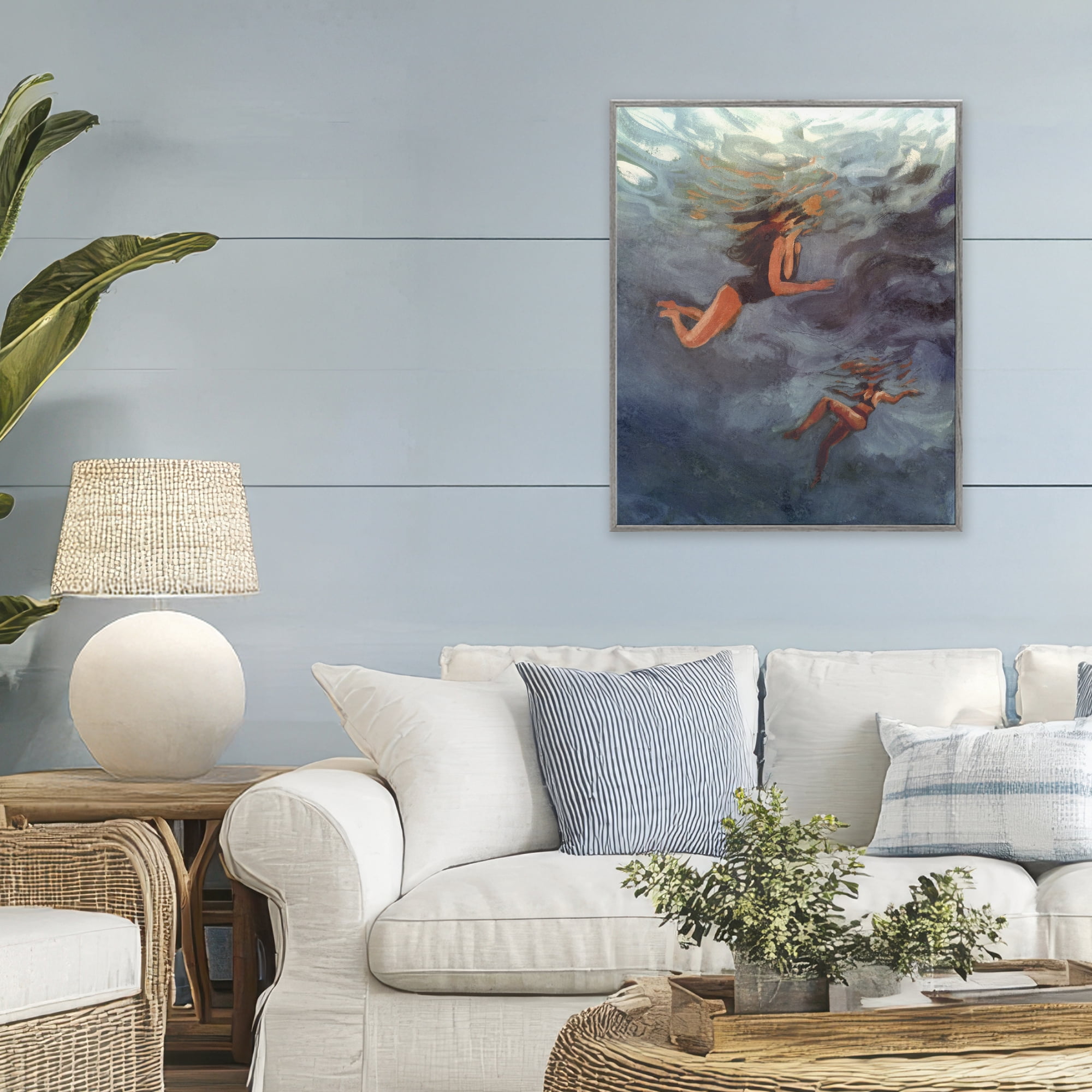 Stupell Industries Underwater Summer's Dance Gray Framed Giclee Art, design by Victoria Barnes