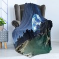 thumbnail image 4 of Fantasy Soft Flannel Fleece Blanket, Tranquil Futuristic View of Earth Rising from Alien Shores Sci Fi Theme, Cozy Plush for Indoor and Outdoor Use, 60" x 80", Dark Blue Jade Green, by Ambesonne, 4 of 5