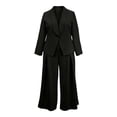 thumbnail image 4 of BODOAO Women's Dressy Pant Suit Mesh Sheer Sleeve Ruffle Blazer and Wide Leg Pants Set, Casual Work Office Business Party Matching Pantsuit Outfit for Meetings and Events Black 4XL, 4 of 7