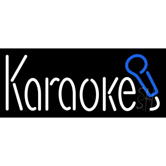 Karaoke With Mic LED Neon Sign 10" Tall x 24" Wide - inches Black Square Cut Acrylic Backing, with Dimmer - Premium built indoor Sign for Studio, Club, Home décor, Event, Workshop, Storefront.