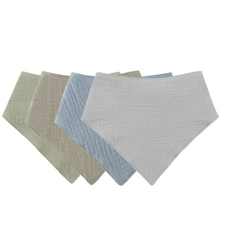 HGYCPP 4 Pcs Soft Cotton Triangle Scarf Solid Color Snap Button Bib Baby Feeding Drool Saliva Towel Infants Bandana Burp Cloth for Newborn Shower Gifts