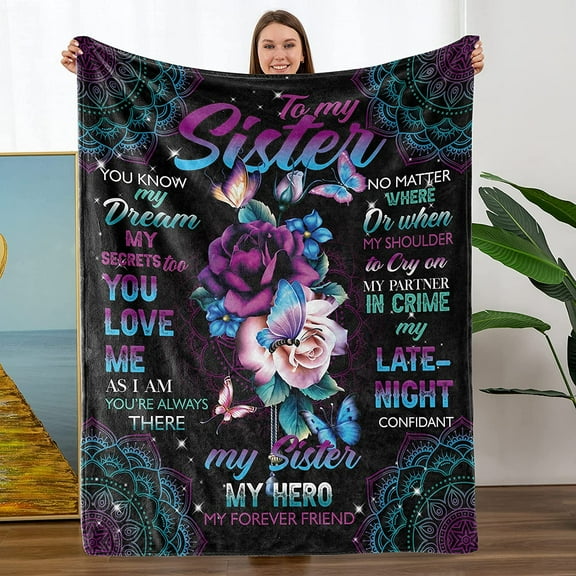 XZYG Sister Gifts from Sister Mothers Day Birthday Gifts for Sister from Sister to My Sister Gift Throw Blanket Mohters Day Blanket for Girls(30*40inch)