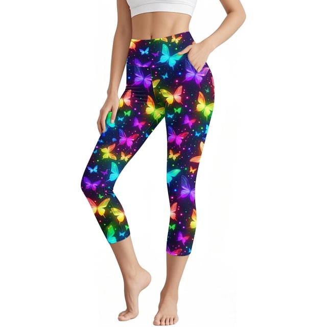 Lovzfmll Leggings de Yoga pour Femmes, Coupe Active Extensible Imprimée, Leggings Décontractés Multicolores, TG