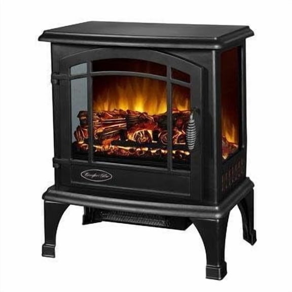 20" Electric Fireplace Stove Heater, 1400W Portable Freestanding Space Heater with Adjustable Thermostat, Realistic Flame & Logs, Safety Protection