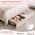 thumbnail image 3 of Hijob Full Size LED Bed Frame for Girls/Kids with Storage Drawers, Velvet Upholstered Platform Bed with Adjustable Headboard, Built in Charging Station, Beige, 3 of 7