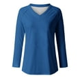 thumbnail image 4 of Casual Shirts for Women Comfy V Neck Long Sleeve Tee Shirts T-Shirts Tshirts Blouses Comfy Relaxed Fit Blouses Tops Sky Blue S, 4 of 4
