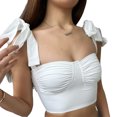thumbnail image 1 of Camiseta sin mangas con tirantes para mujer, de color puro, ajustable, transpirable, agradable para la piel, corta, sin mangas, para fiesta en la playa, color blanco M, 1 of 6