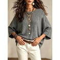 thumbnail image 6 of Casual Loose Round Neck 3/4 Sleeve Knit Basic Batwing Sleeve Design Women's Spring/Autumn Knit Top, 6 of 7