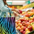 thumbnail image 2 of Colorful Zebra Canvas Tote Bag Rainbow Zebra Pattern Abstract Black and White Stripes Multicolor Modern Fashion Cute Cartoon Zebra Aesthetic Gradient Print Reusable Eco-Friendly Shopping Bag, 2 of 6