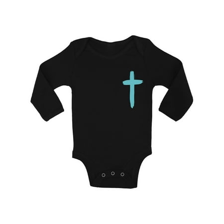 

Awkward Styles Turquoise Cross Baby Bodysuit Long Sleeve Tops for Newborn Baby Christian Clothes for Baby Boys Christian Bodysuits for Baby Girls Jesus Clothing for Baby Kids Cross One Piece