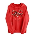 thumbnail image 2 of Ounisa Christmas Women's Pullover Sweatshirt Drawstring The Season Bow Printed Hoodie Long Sleeve Tops with Pocket, 2 of 6