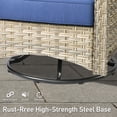 thumbnail image 2 of XIZZI PE Rattan Wicker Patio Conversation Set High Back Sofa Set with Swivel Rocking Chair and 46" Fire Pit Table,Blue, 2 of 8