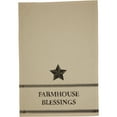 thumbnail image 6 of VHC Brands Farmhouse Star Country Life Blessings Text Muslin Cotton Primitive Thanksgiving Tabletop Fabric Loop Stenciled Kitchen Towel Set of 2, Antique Creme White, 6 of 7