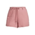 thumbnail image 4 of Dollhouse Women's Plus Size Cuffed Linen Shorts with Rope Belt, 4 of 5