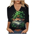 thumbnail image 3 of TaTaai Women's Modern Irish Blouse V-Neck 3/4 Sleeve St. Patrick's Day Printed T-Shirt Loose Fit Casual Spring Holiday Celebration Gift, 3 of 5