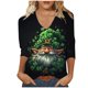 thumbnail image 3 of TaTaai Women's Modern Irish Blouse V-Neck 3/4 Sleeve St. Patrick's Day Printed T-Shirt Loose Fit Casual Spring Holiday Celebration Gift, 3 of 5