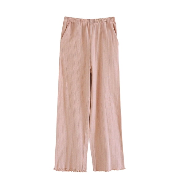 Pantalones de Cintura Elástica para las Mujeres de Moda Color Sólido de Lana Casual Casa Pantalones de Pijamas con Estampado Oso Altura de la Cintura
