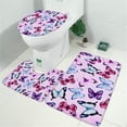 thumbnail image 2 of Pink Butterfly Pattern Bathroom Rugs Sets 3 Piece,Toilet Cover Set,Absorbent Non Slip Bathroom Mats Sets with U-Shaped Contour Rug Toilet Rug Set, 2 of 5