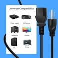 thumbnail image 4 of Aprelco 6ft AC Power Compatible with ASUS VH222H VH222H-P VH226H VH235T-P VH235TP VH236H VH242H VS197D VS238HP VS197T-P VS198 VS198D-P VS197TP VS247HP VK226H VE276QDT Widescreen LED LCD Monitor, 4 of 5