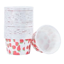 ACDANC Strawberry Pattern Disposable Paper Bowls,4.4 Oz,Beige,100 Count (1 Pack)