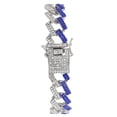 thumbnail image 4 of Charles Raymond New Cuban Zig Zag Bling'ed Out ZZ Links w/ 3 Row Diamonds on Each Side Hip Hop Living Color Bracelet - ZZ001B - Blu/Slv, 4 of 5
