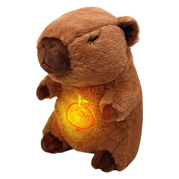 Breathing Capybara Plush Toy with Soothing Lights And Music, Anxiety Relief Stuffed Animal with Realistic Motion, Portable Calming Companion