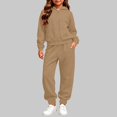thumbnail image 5 of VIPOIN Kids Full Zip Up Fleece Hoodie and Jogger Pants Set, Cozy Solid Color Tracksuit for Daily Wear, 5 of 7