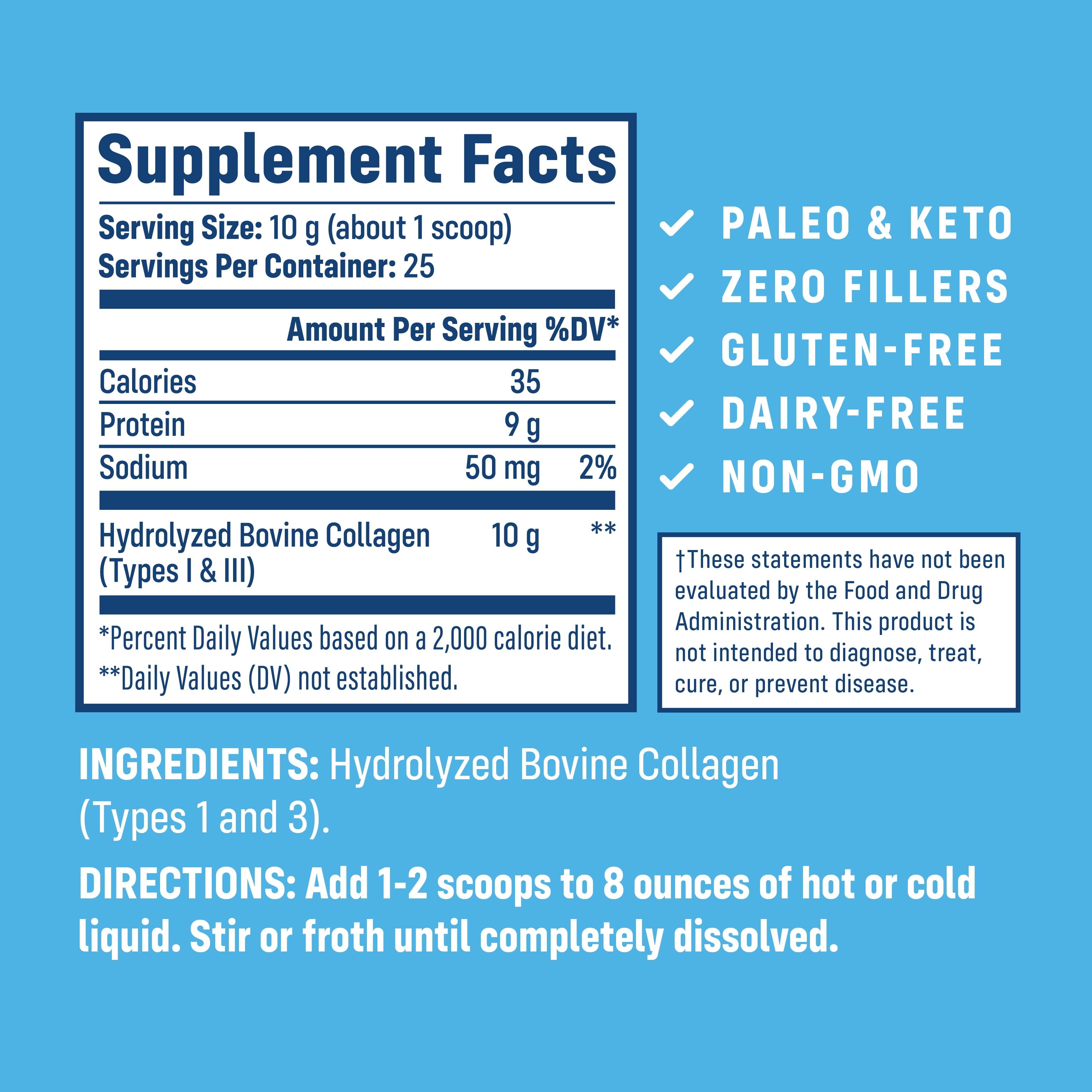 NativePath Collagen Peptides Powder, Grass-Fed Hydrolyzed Type 1 and 3, Unflavored, 25 Servings