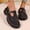 Black, variant on Women's Fashion Loafers,Leopard Print PU Leather Slip-on Thick-Soled Loafers Adjustable Buckle Chunky Lug Sole Platform Casual Shoes